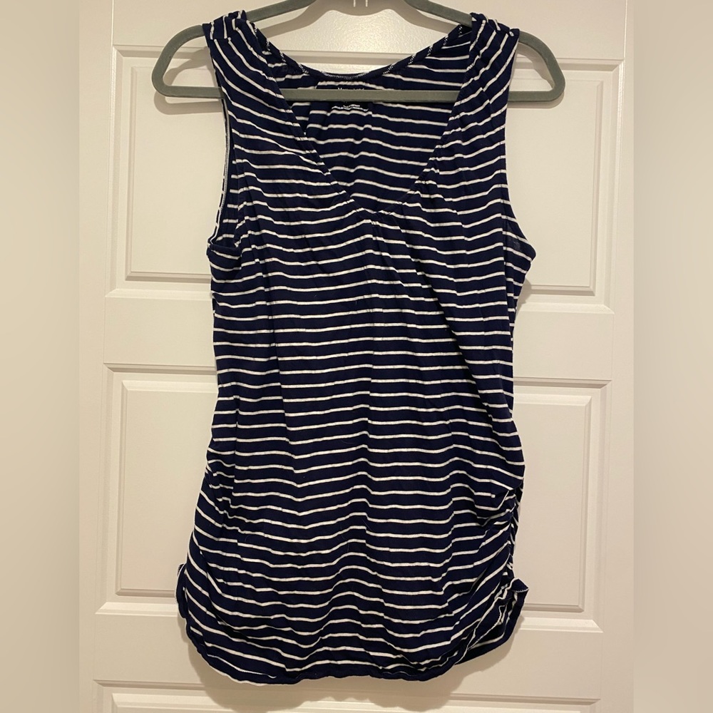 Motherhood nursing tank.  Size XL, navy blue, white strip.